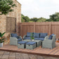 Outsunny Luxury 6pc Patio Wicker Sofa Set 3Seat Couch 2 Recliners Footstools Table Blue Cushions | The Comfy Couch Canada