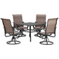 Outsunny Outdoor Dining Set 5-Piece with 4 Swivel Rocker Chairs and 37"x37" Table Brown Patio Furniture with Umbrella Hole | The Comfy Couch Canada