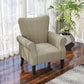 HOMCOM Timeless Elegance: Fabric Armchair with Wooden Legs for Lounge, Bedroom, Office, Beige Finish | The Comfy Couch Canada