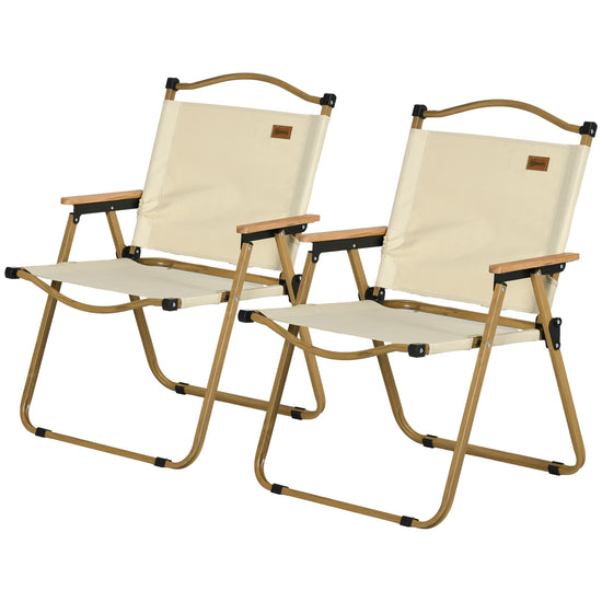 Outsunny 2 Pack Camping Chairs Lightweight Folding Armchairs Portable for Festivals Fishing Beach Hiking Beige | The Comfy Couch Canada