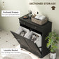 HOMCOM Laundry Cabinet, Tilt Out Laundry Hamper Cabinet with 2 Baskets, Bathroom Hamper Cabinet with 2 Drawers, Black.
