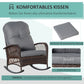Outsunny Outdoor PE Rattan Rocking Chair, Patio Wicker Recliner Rocker Chair with Soft Cushion, for Garden Backyard Porch, Grey | The Comfy Couch Canada