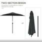 Outsunny Patio Umbrella: 9ft Half Round Balcony Garden Parasol Sun Shade Black | The Comfy Couch Canada