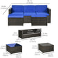 Outsunny 3 Pieces PE Rattan Patio Furniture, Wicker Conversation Corner Sofa Sets w/ Padded Cushions, Glass Top Table & Adjustable Foot | The Comfy Couch Canada