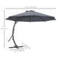 Outsunny 11FT Patio Umbrella, Cantilever Umbrella with 8 Ribs, 360å¡ Rotation, Easy Adjustment for Garden, Deck, UPF 50+, Grey | The Comfy Couch Canada