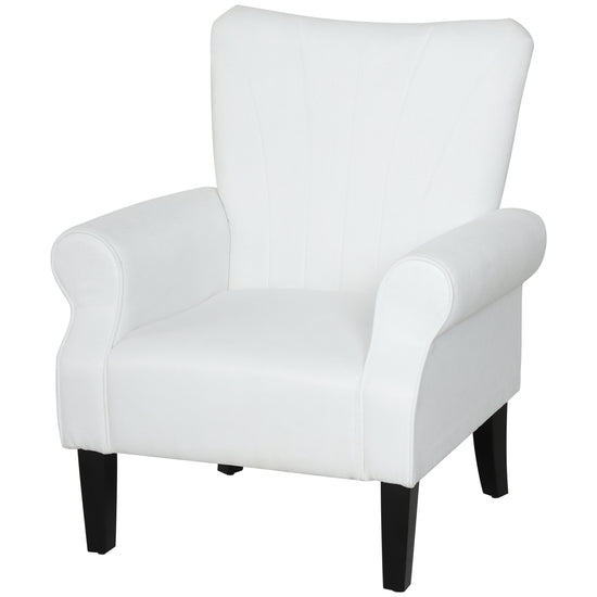 HOMCOM Fabric Armchair, Modern Accent Chair with Wood Legs for Living Room, Bedroom, Home Office, Cream White | The Comfy Couch Canada