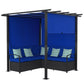 Outsunny Wicker Patio Furniture, Outdoor PE Rattan Sofa Set with Retractable Canopy Pergola, Shade Shelter, Blue | The Comfy Couch Canada