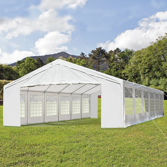 Outsunny 40’x20’ Heavy-duty Large Outdoor Carport Garage Party Event Tent Patio Gazebo Canopy w/ Removable Sidewall White | The Comfy Couch Canada
