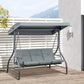 Outsunny Patio Swing Bed Convertible 3 Seater with Adjustable Canopy Cushions Dark Grey | The Comfy Couch Canada