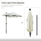 Outsunny Half Patio Umbrella 6.6x6ft with Double-Sided Canopy, Crank Handle, Base - Ideal for Garden, Balcony in Cream.