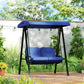 Outsunny 2-Seater Outdoor Porch Swing with Adjustable Canopy, Patio Swing Chair for Garden, Poolside, Backyard, Dark Blue