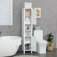 kleankin Freestanding Linen Cabinet: White Bathroom Storage with Open Shelves & Cupboards | The Comfy Couch Canada