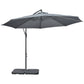Outsunny 9.6ft Offset Patio Umbrella Garden Hanging Parasol Banana Cantilever with Base Crank Dark Grey | The Comfy Couch Canada