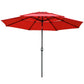 Outsunny 9FT Patio Umbrella 3 Tiers Outdoor Market Umbrella Crank Push Button Tilt for Deck Backyard Lawn Red | The Comfy Couch Canada