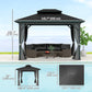 Outsunny 10 x 12ft Canopy Tent, Hardtop Gazebo with 2-Tier Metal Roof & Hanging Hooks for Outdoor Leisure, Light Grey | The Comfy Couch Canada