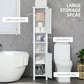 kleankin Freestanding Linen Cabinet: White Bathroom Storage with Open Shelves & Cupboards | The Comfy Couch Canada