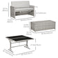 Outsunny 5 Pieces Patio Dining Set, Conversational Rattan Loveseat and Dining Table with Tempered Glass Tabletop and Cushions, Gray.