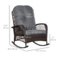 Outsunny Outdoor PE Rattan Rocking Chair, Patio Wicker Recliner Rocker Chair with Soft Cushion, for Garden Backyard Porch, Grey | The Comfy Couch Canada
