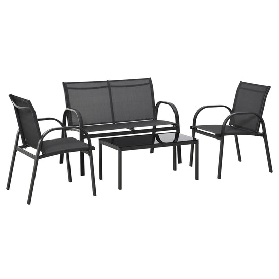 Outsunny 4-Piece Patio Furniture Set Garden Conversation Set with Loveseat, Single Chairs and Coffee Table | The Comfy Couch Canada