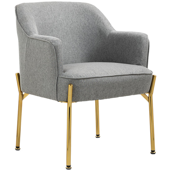 HOMCOM Fabric Armchair, Modern Accent Chair with Metal Legs for Living Room, Bedroom, Home Office, Grey | The Comfy Couch Canada