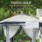 Outsunny Pop Up Hexagon Patio Gazebo 13x13ft Double Roof Outdoor Instant Shelter Garden with Netting Grey | The Comfy Couch Canada
