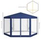 Outsunny Hexagon Party Tent, Patio Gazebo with Netting Mesh, Blue | The Comfy Couch Canada