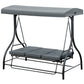 Outsunny Patio Swing Bed Convertible 3 Seater with Adjustable Canopy Cushions Dark Grey | The Comfy Couch Canada