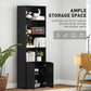 HOMCOM 4-Tier Open Bookshelf with Doors Modern Home Office Bookcase Storage Cabinet for Living Room Bathroom Study, Black | Aosom Canada