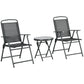 Outsunny 3 Pieces Bistro Set, Foldable Patio Furniture Set with Mesh Chairs, Glass Table for Garden, Balcony, Charcoal Grey | The Comfy Couch Canada