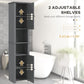 HOMCOM Freestanding Tall Bathroom Linen Cabinet Open Shelves Dual Doors Narrow Storage Unit Space Saving Furniture Grey | The Comfy Couch Canada
