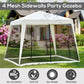 Outsunny 10x10ft Gazebo Tent Netting Patio Canopy Outdoor Party Activity Sun Shade Garden Sun Shelter Mesh Screen Walls Slant Leg Beige | The Comfy Couch Canada