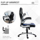 HOMCOM PU Leather Racing Gaming Chair: Blue High Back, Office Computer Desk Chair, Adjustable Height, Flip Up Armrest, Swivel | The Comfy Couch Canada