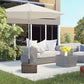 Outsunny 3-in-1 Outdoor Umbrella Base with Wheels, Side Table, Planter Box, 175lbs Heavy Duty Patio Umbrella Stand, Brown | The Comfy Couch Canada