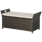 Outsunny 2-In-1 Outdoor PE Rattan Storage Bench, 27 Gallon Patio Wicker Furniture, Basket Box with Handles and Cushion Cream | The Comfy Couch Canada