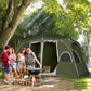 Outsunny 4-8 Person Family Tent Camping Tent with 2 Room Mesh Windows Easy Set Up for Backpacking Hiking Outdoor Dark Green | The Comfy Couch Canada