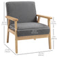 HOMCOM Minimalistic Accent Chairs Wood Frame w/ Thick Linen Cushions Wide Seat Armchair for Bedroom Office, Grey | The Comfy Couch Canada