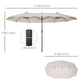 Outsunny 15ft Beige Twin Canopy Patio Umbrella Outdoor Sunshade with Steel Table Lift Crank for Spacious Shade | The Comfy Couch Canada