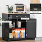 HOMCOM Kitchen Storage Cabinet Black Sideboard with Solid Wood Top Adjustable Shelf 2 Drawers.