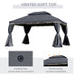 Outsunny Outdoor Patio Gazebo 13x10ft Canopy 2-Tier Roof Vented Mesh Sidewall Aluminum Frame Black | The Comfy Couch Canada