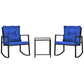 Outsunny Rocking Bistro Set 3PC Outdoor Wicker Patio Furniture with Glass Coffee Table Rocking Chairs for Porch | The Comfy Couch Canada