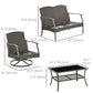 Outsunny 4 PCS Outdoor PE Rattan Sofa Set Patio Wicker Cushioned Conversation Furniture with Two-Tier Glass Top Coffee Table Navy Blue | The Comfy Couch Canada