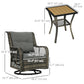 Outsunny 3 Piece Outdoor Bistro Set, Wicker Patio Furniture Set with Swivel Glider Chairs for Balcony, Porch, Grey | The Comfy Couch Canada