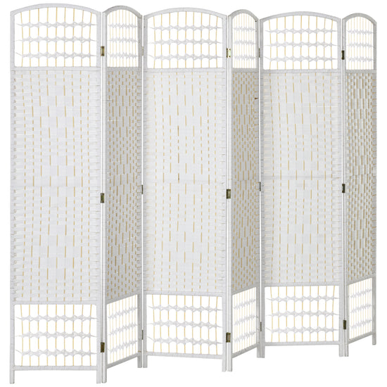 HOMCOM 6-Panel Folding Room Separator: Portable Privacy Screen, Wave Fiber Room Partition for Home Office, White | The Comfy Couch Canada