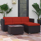 Outsunny Patio Furniture w/ Soft Cushions, Corner Sofa Sets, Red | The Comfy Couch Canada
