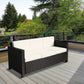 Outsunny Luxury 3-Seater Sofa Rattan Wicker Outdoor Patio Furniture with Plush Cushions Weatherproof Black | The Comfy Couch Canada