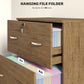 Vinsetto 2 Drawer File Cabinet with Lock, Office Filing Cabinet, Hanging Bar for Letter Size, Home Office, Light Brown | The Comfy Couch Canada