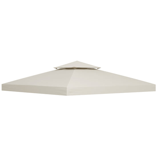 Outsunny Gazebo Refresh: 98" Square Canopy Replacement Top, Cream White Outdoor Garden Sun Shade, 2-Tier UV Cover | The Comfy Couch Canada