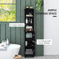 HOMCOM Tall Bathroom Storage Cabinet, Freestanding Linen Tower with 3-Tier Open Adjustable Shelf, Black | The Comfy Couch Canada