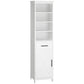 kleankin Sleek Tall Bathroom Cabinet Free Standing Slim Organizer 3-Tier Shelf Cupboard Door White | The Comfy Couch Canada