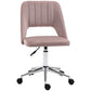 Vinsetto Mid Back Office Chair Velvet Fabric Swivel Scallop Shape Computer Desk Chair, Pink | The Comfy Couch Canada